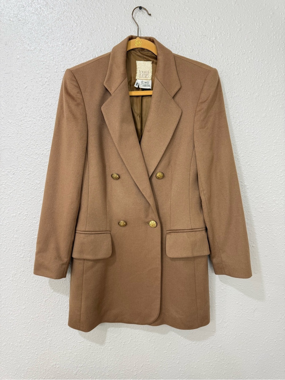 Laurel Classics 100% Cashmere Old Money Longline Blazer Dress Camel Double Breas - Picture 2 of 12